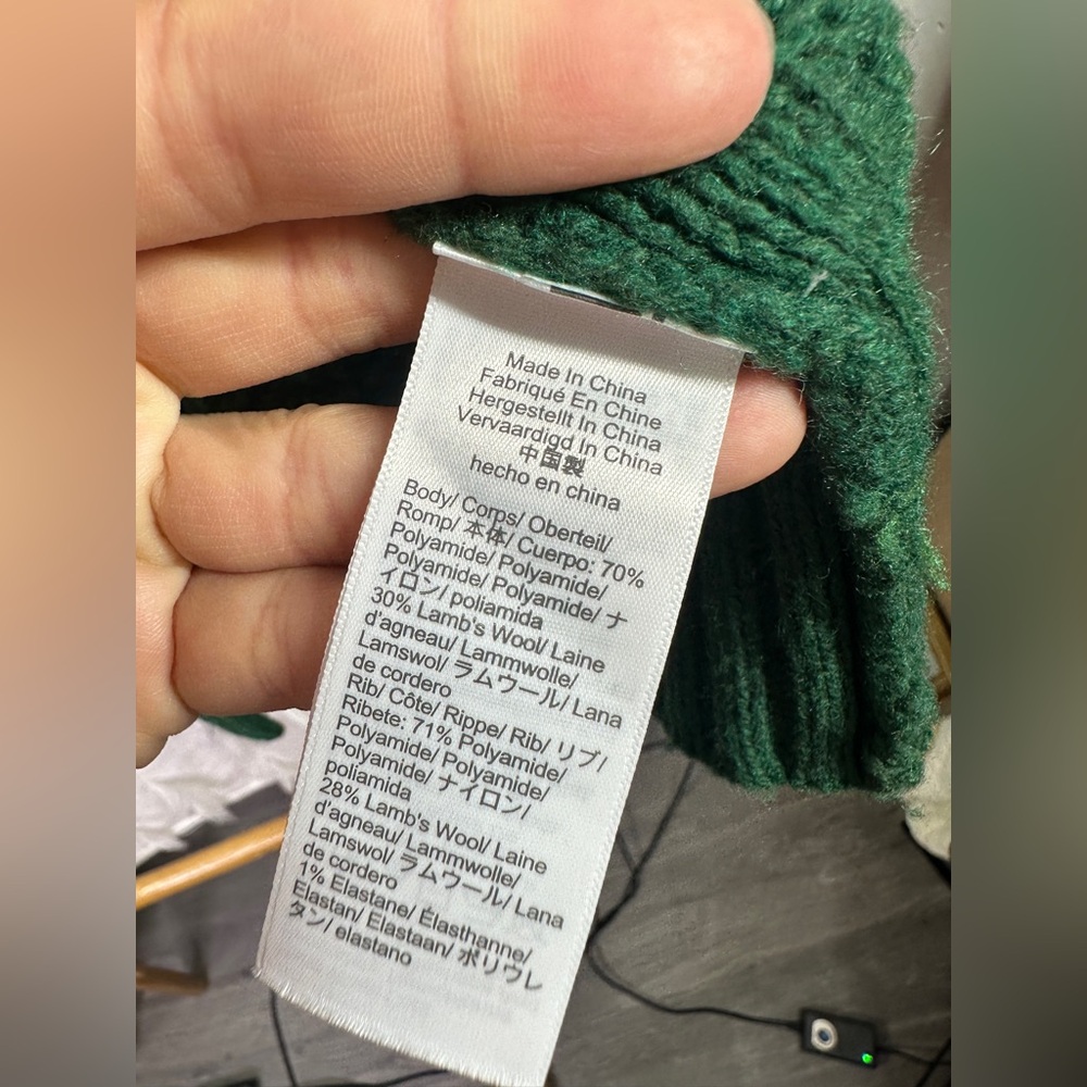 J.Crew Cable-knit Ruffleneck Cardigan Sweater Green sz S - Picture 7 of 8